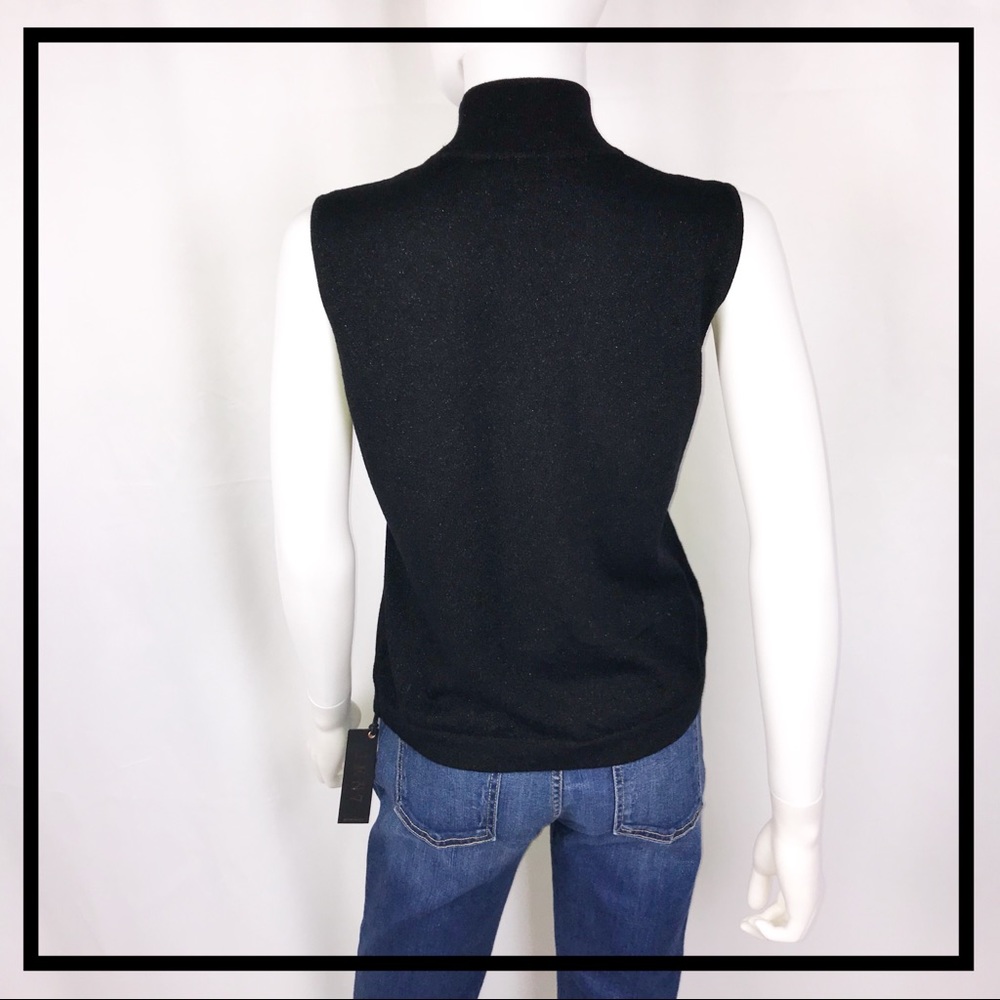 JONES NY Sleeveless, Black w Gold Shimmer TrtlNck - Picture 4 of 6